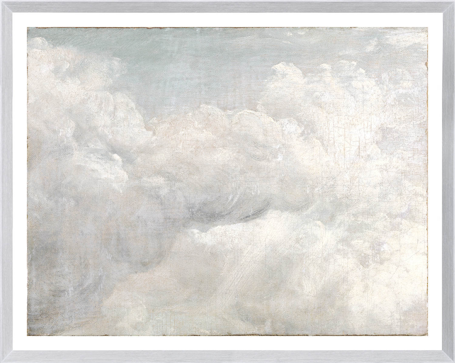 Constable Cloud Study II C. 1821 wall art featuring soft white clouds against a pale blue sky.