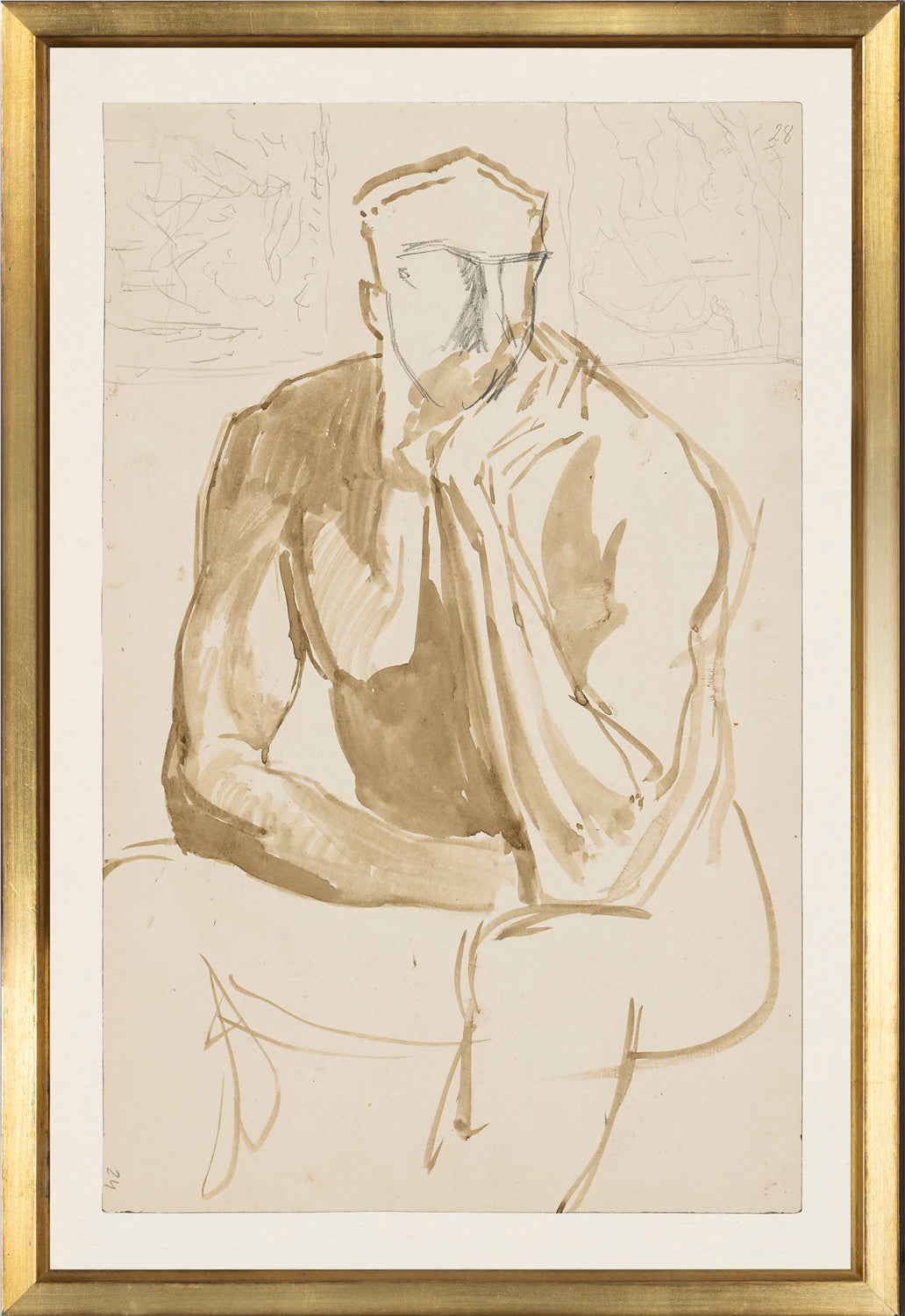 front view of COLLECTION VINTAGE – CARYATID IN ROSE AND BLUE, 1913 luxury Artwork