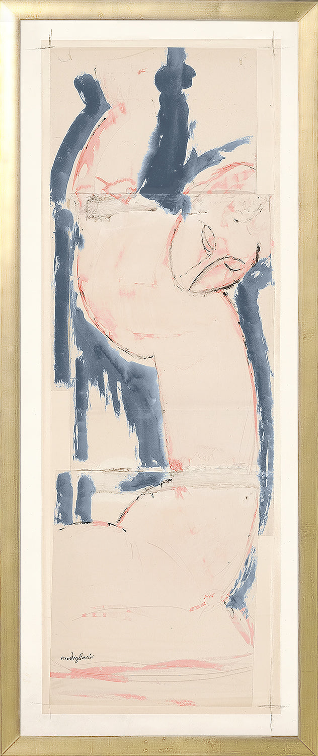 front view of COLLECTION VINTAGE – CARYATID IN ROSE AND BLUE, 1913 luxury Artwork