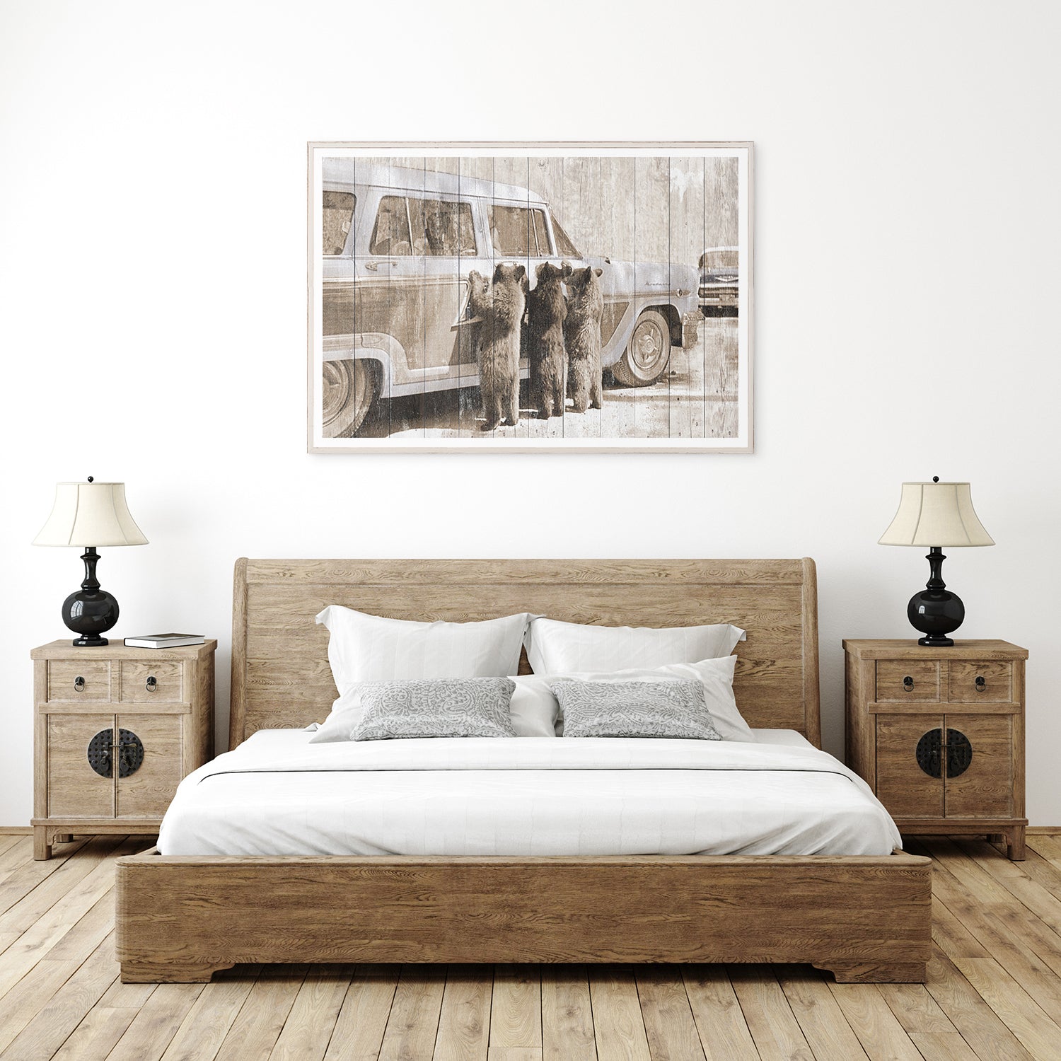 front view of Bears In Yellowstone C. 1950 luxury Artwork