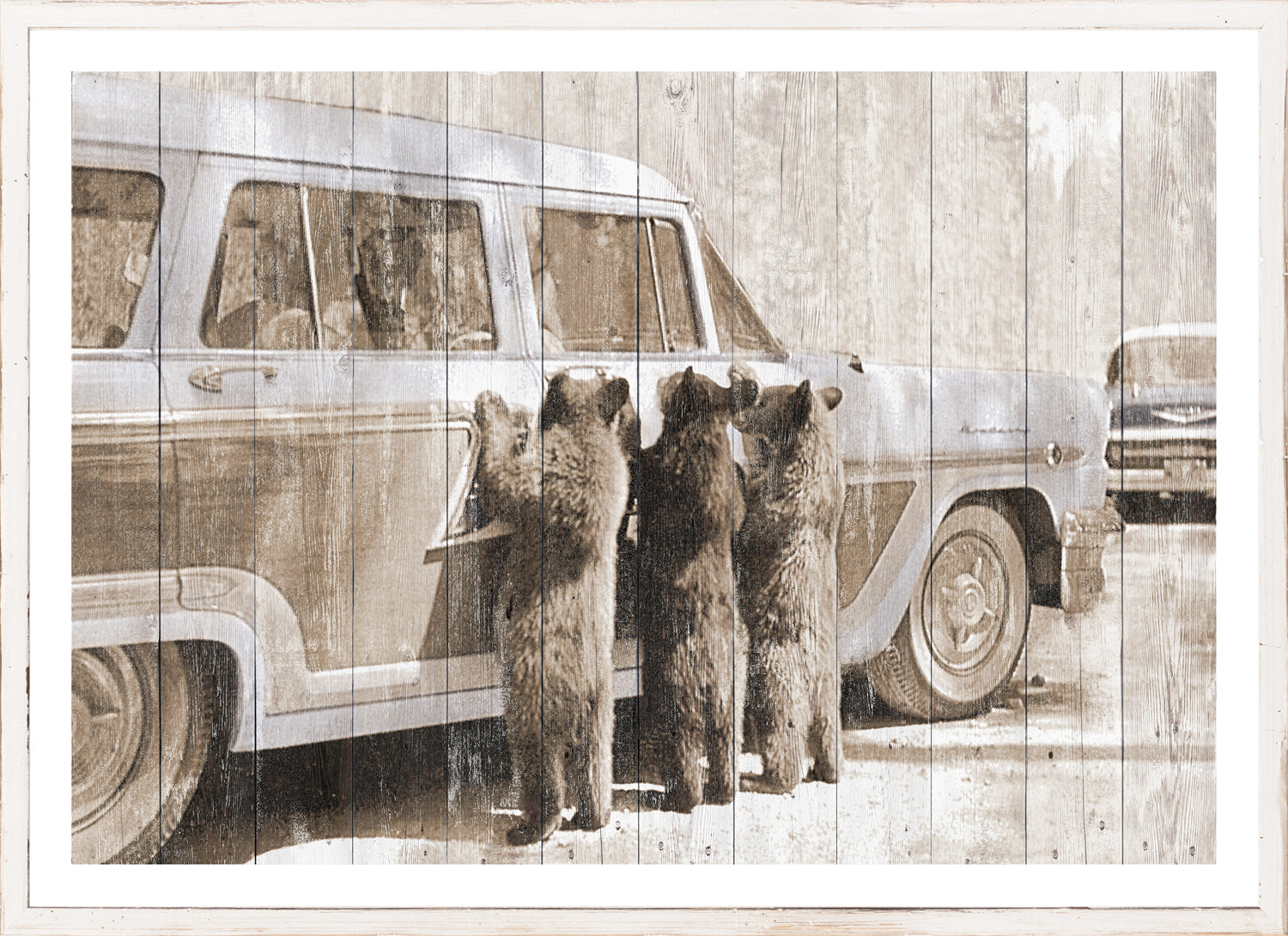 front view of Bears In Yellowstone C. 1950 luxury Artwork