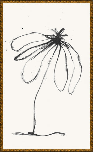 Flower Gesture I wall art featuring a black ink flower sketch on white background