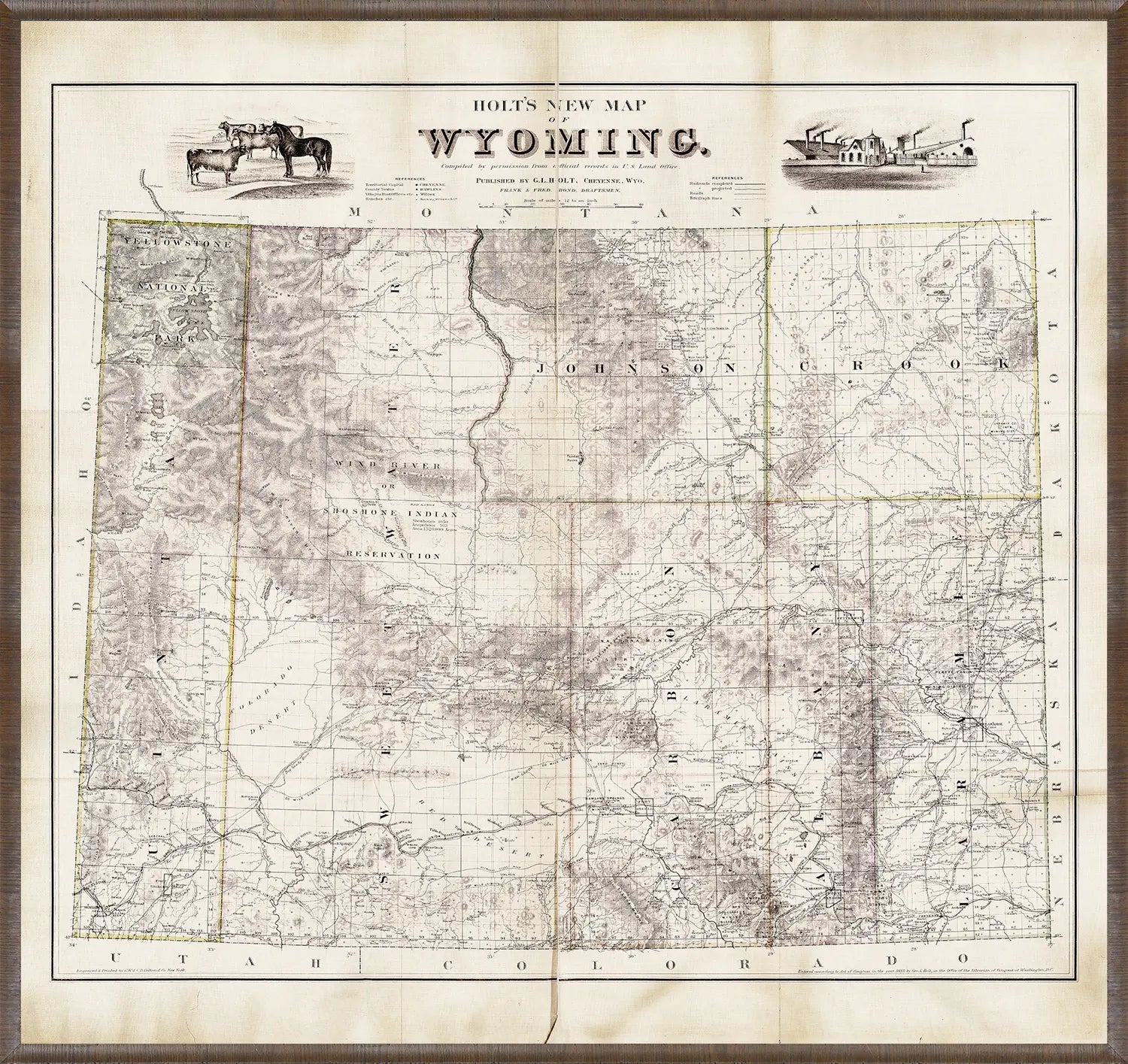 front view of Map - Wyoming, 1885 luxury Artwork