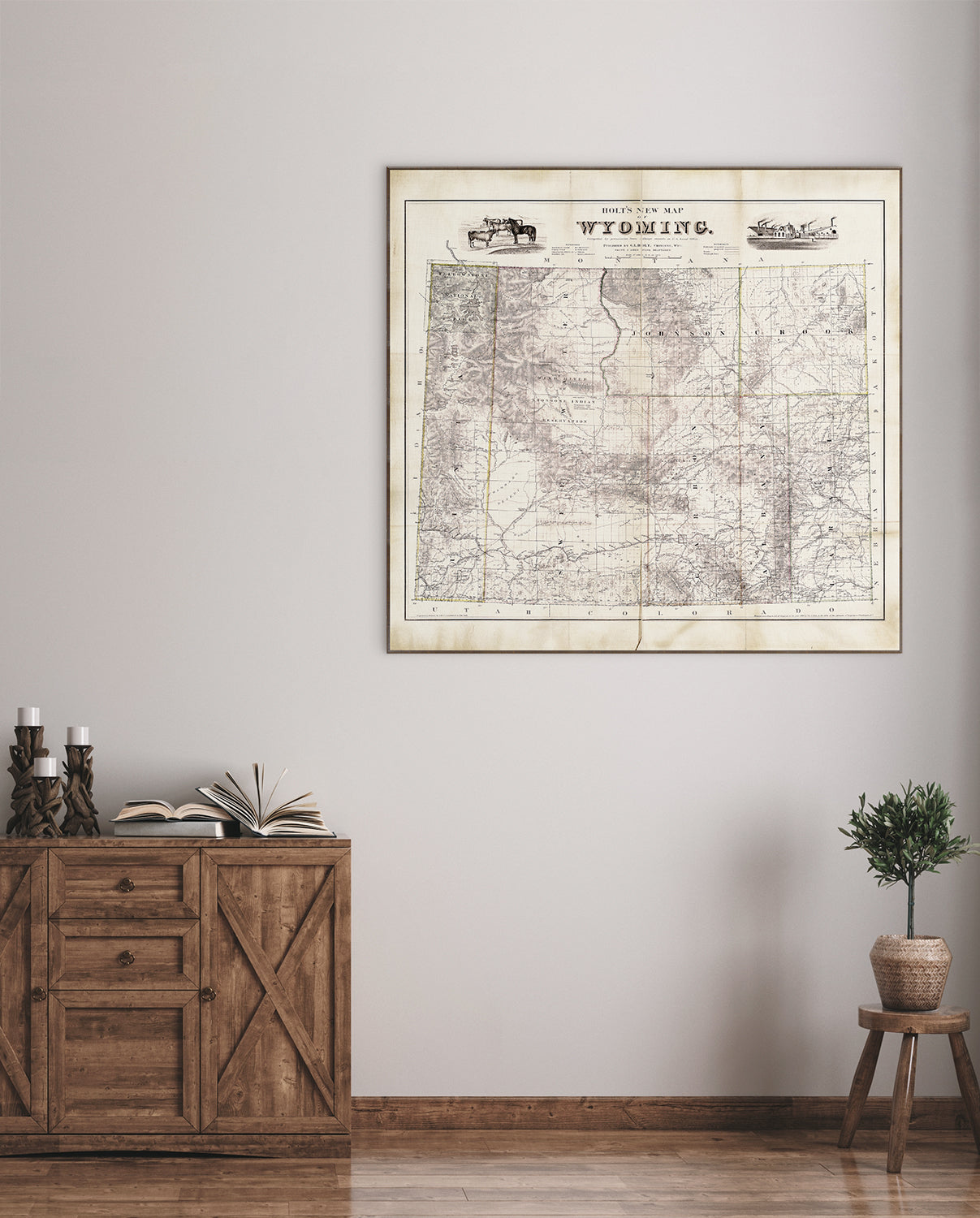 front view of Map - Wyoming, 1885 luxury Artwork