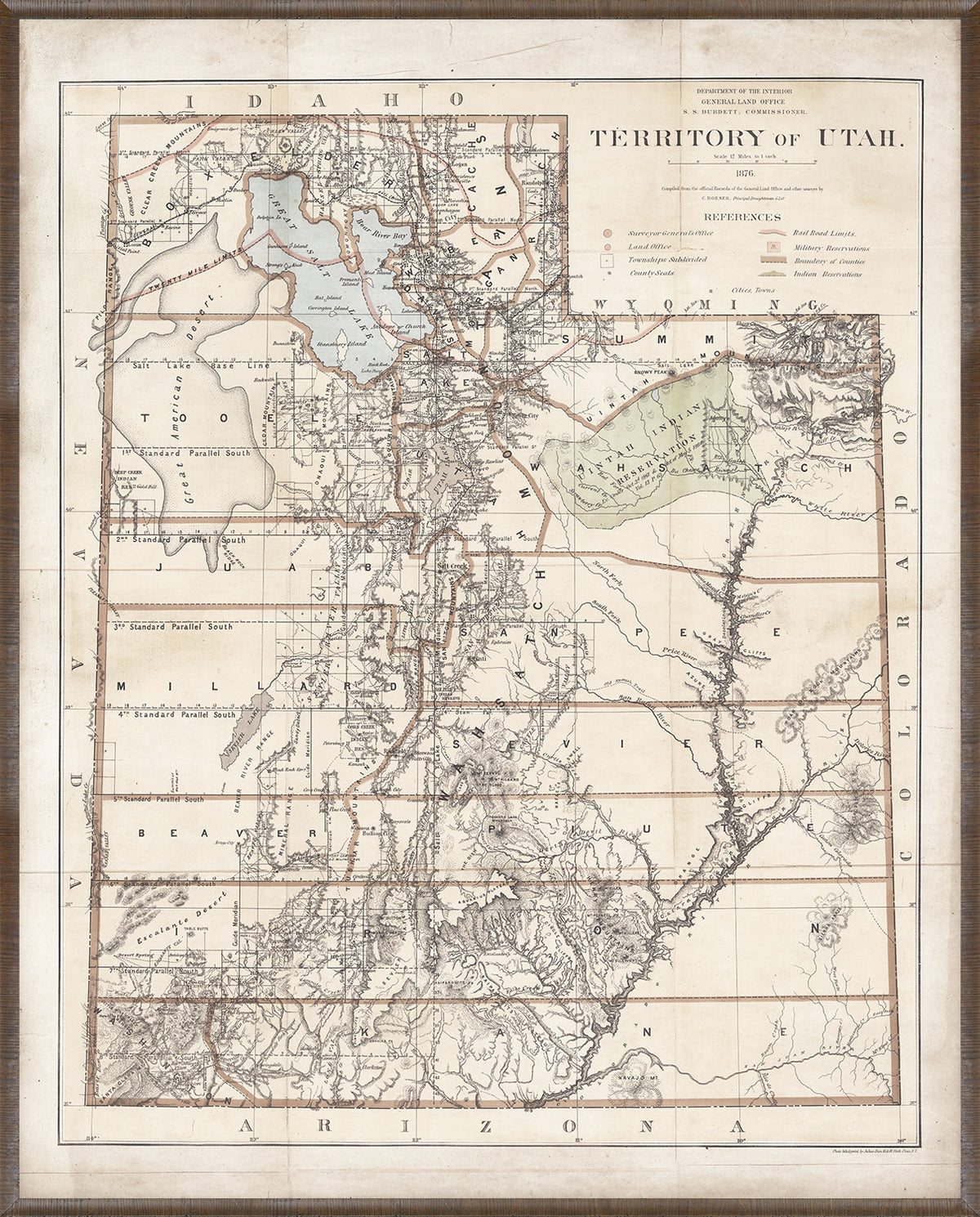Carte - Territoire de l'Utah, 1876