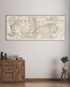 angle view of Map - Union Pacific Railroads, 1867 luxury Artwork