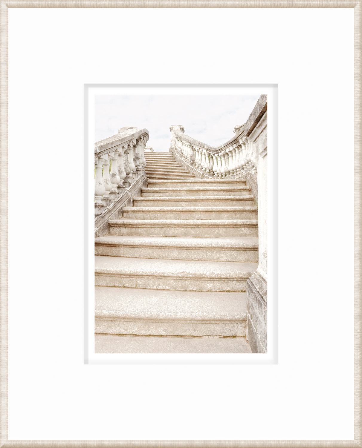 Masonry wall art showcasing a staircase with decorative balustrades at Petergof Park, Russia.
