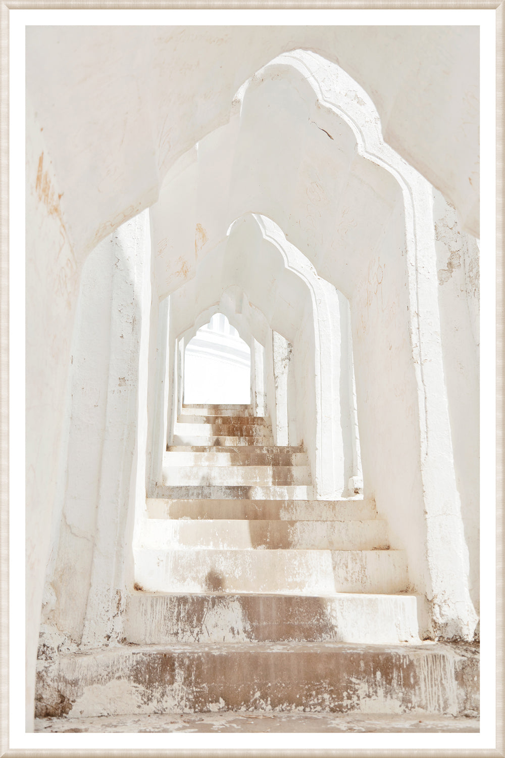 front view of Masonry White Pagoda, Myanmar luxury Artwork
