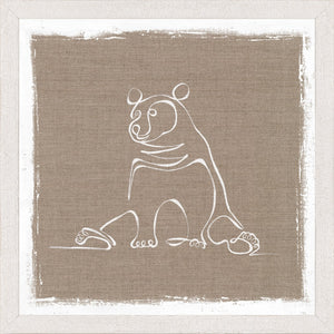 Cottage – One Line Bear wall art featuring a minimalist white bear outline on a textured brown background