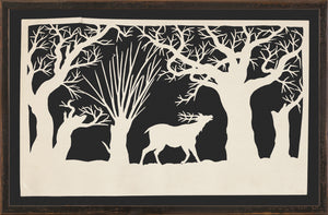 Northern Collection – A Stag Among the Trees C. 1850, silhouette art featuring a stag among trees.