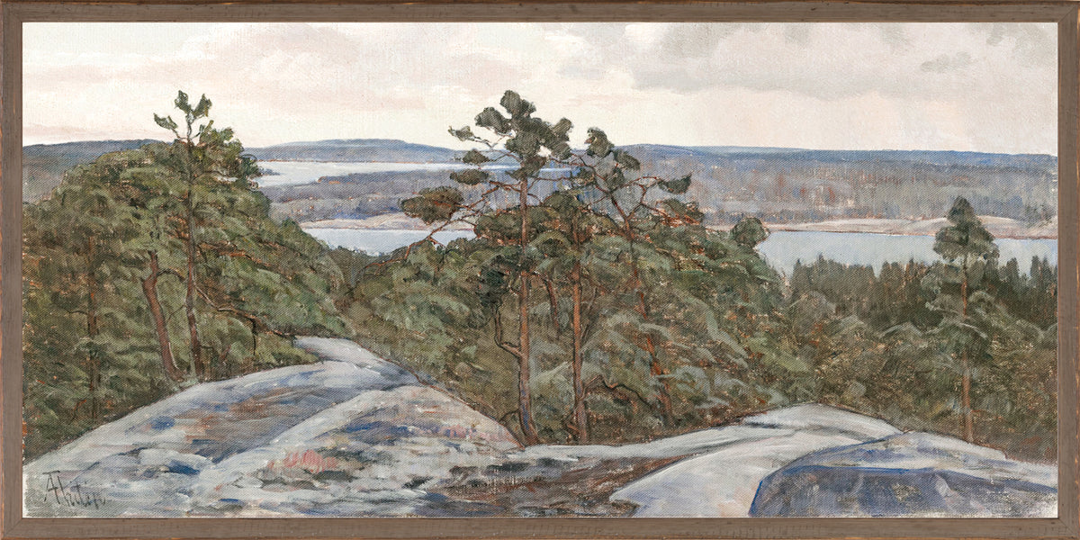 Northern Collection – High Ground C. 1911 wall art featuring a landscape with trees and water.
