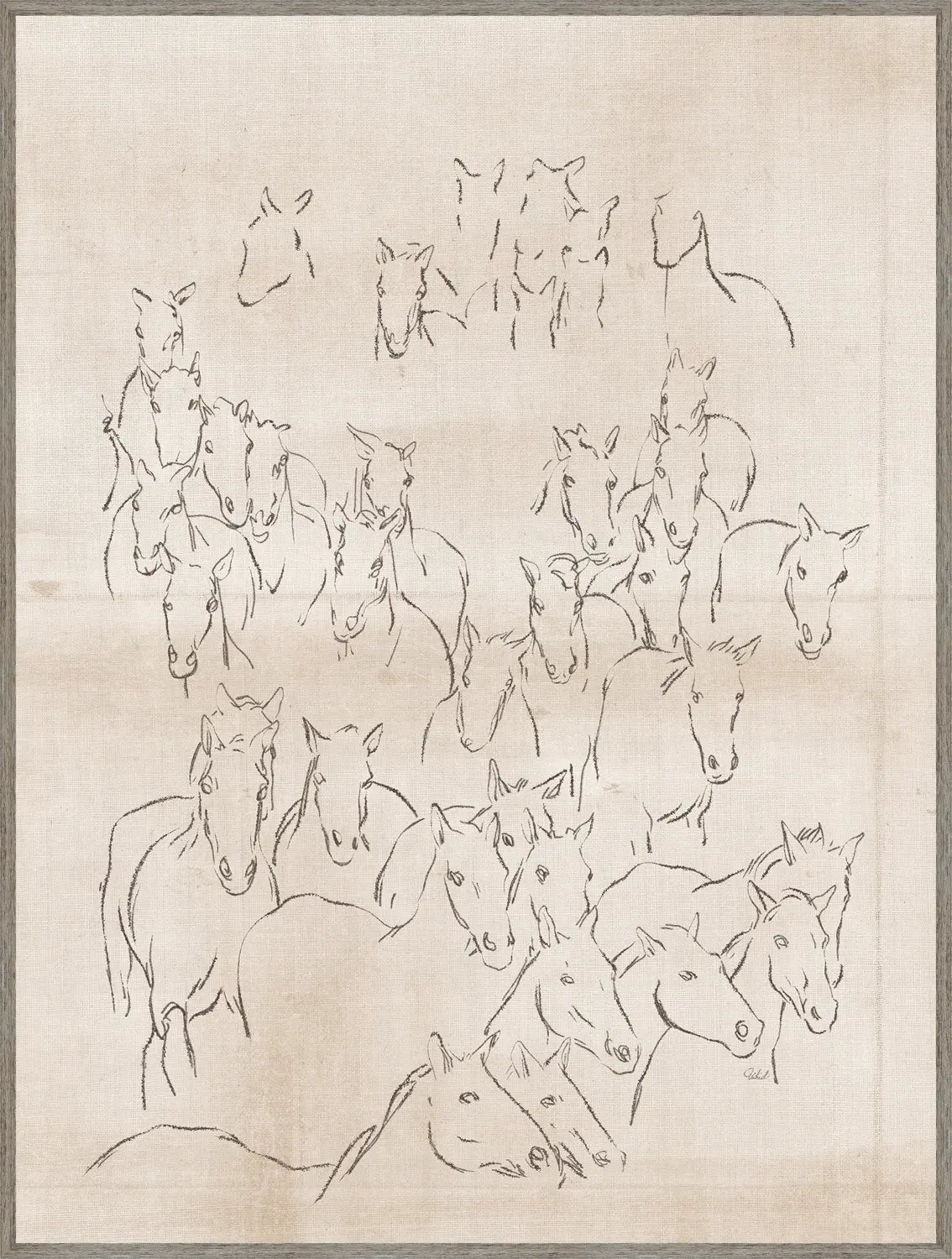 front view of Herd of Horses luxury Artwork