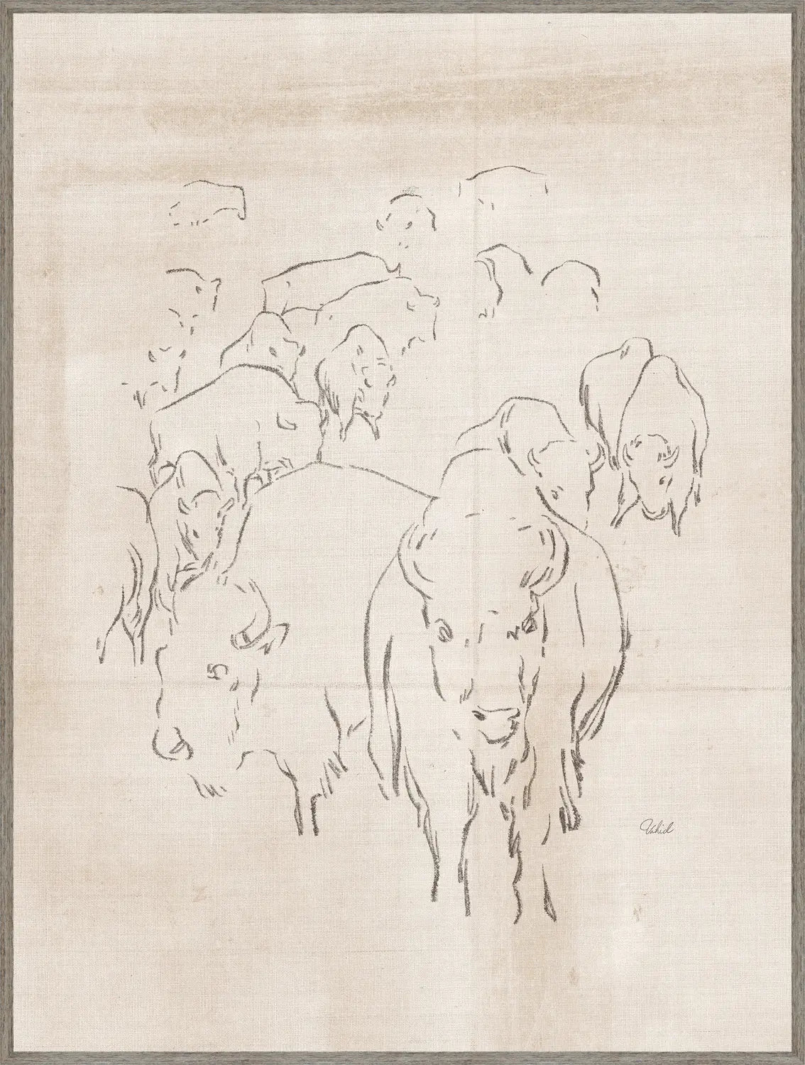 front view of Herd of Buffalo luxury Artwork