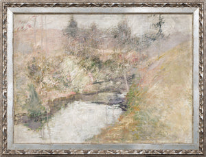 Petite Scapes – Hemlock Pool C. 1890 wall art featuring a soft, muted landscape with a water body and trees.