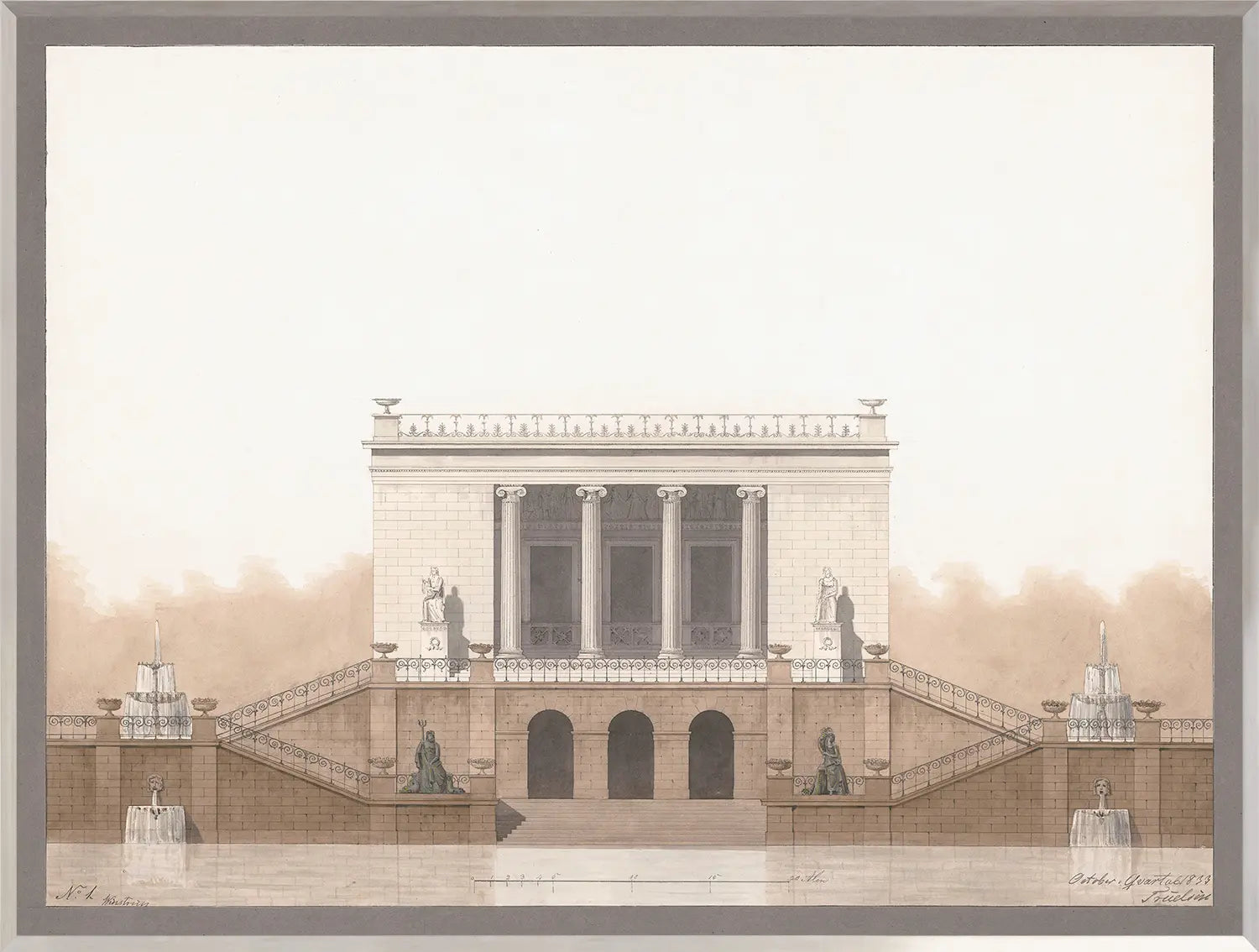 front view of Italian Villa Facade l, C. 1838 luxury Artwork