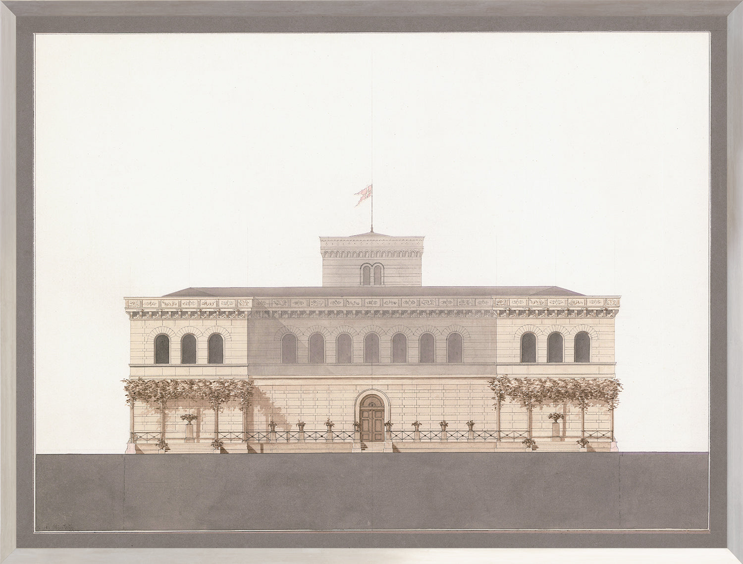 front view of Italian Villa Facade ll, C. 1838 luxury Artwork