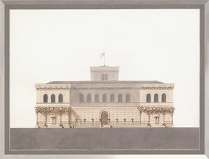 front view of Italian Villa Facade ll, C. 1838 luxury Artwork