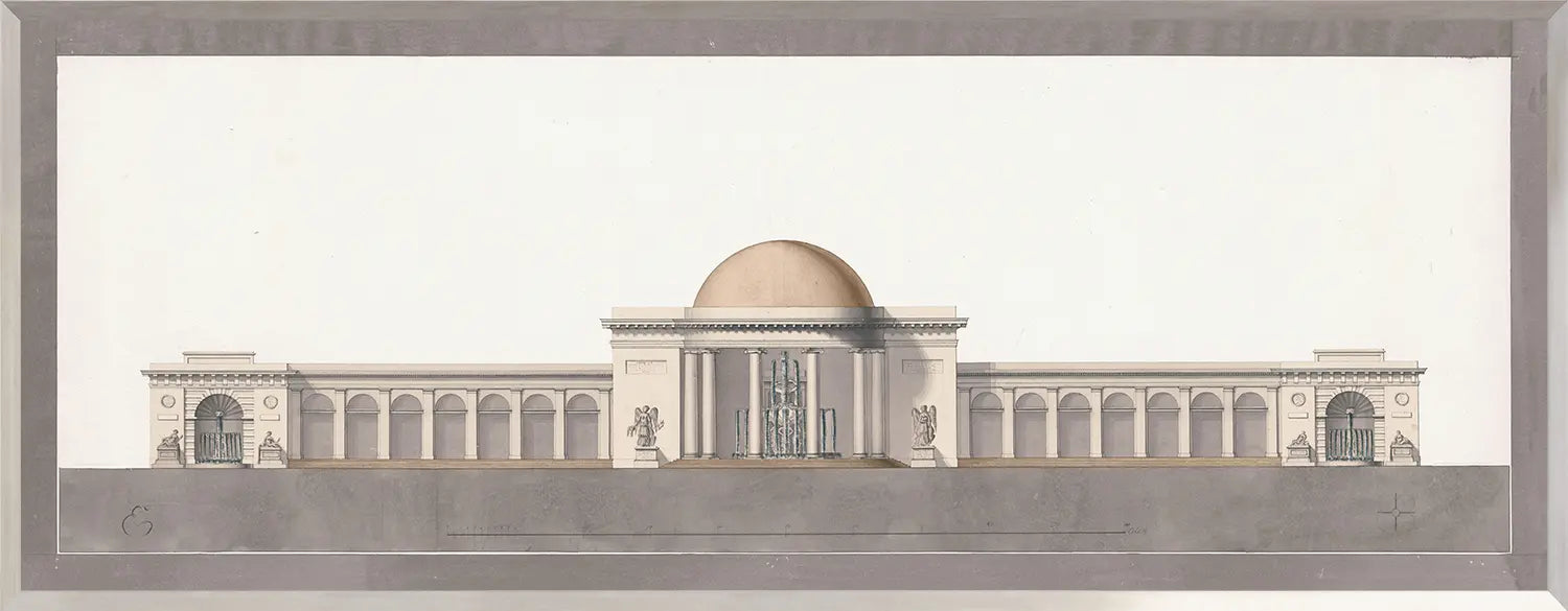 front view of Italian Villa Facade lV, C. 1838 luxury Artwork