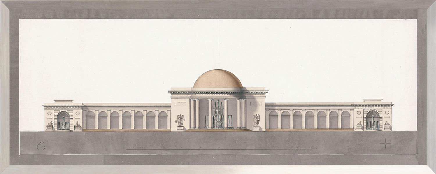 front view of Italian Villa Facade lV, C. 1838 luxury Artwork