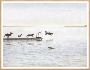 front view of Dogs Day at the Cottage luxury Artwork