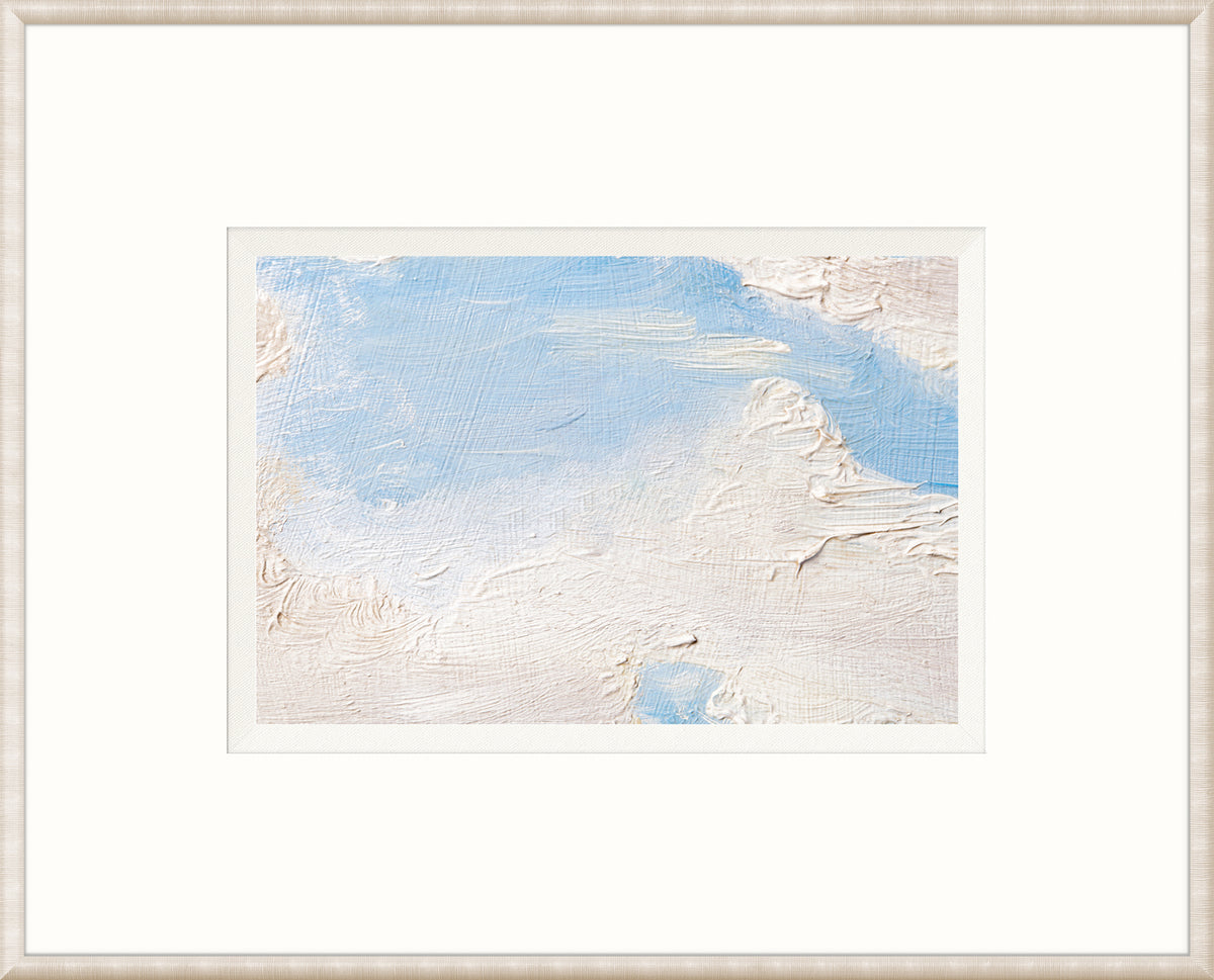 Embellished Cloud Study I wall art featuring textured blue and white abstract clouds.