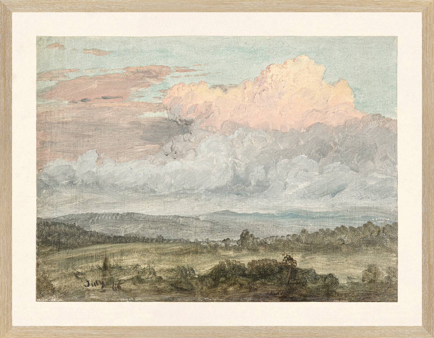 front view of Hudson River School – Clouds, Hudson Valley C. 1870 luxury Artwork