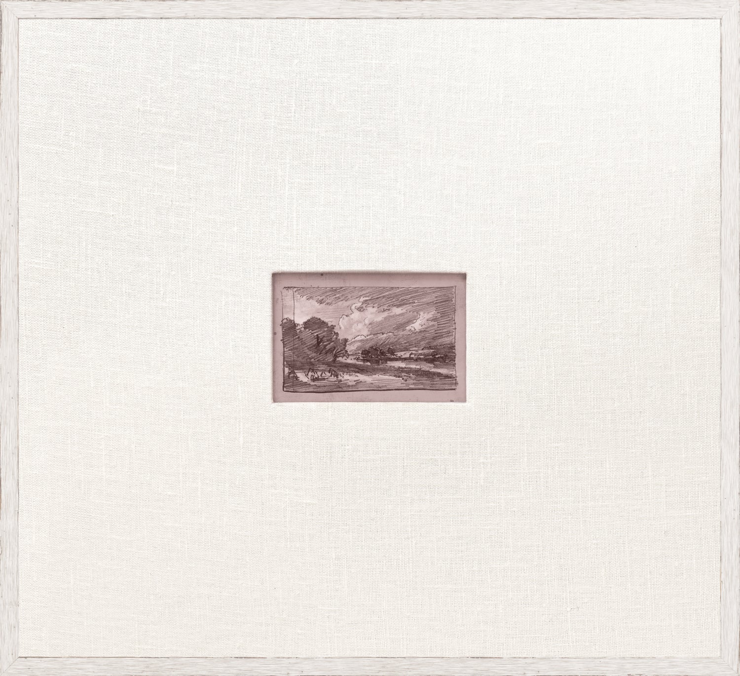 Mini Sketch I C. 1892 wall art featuring a small landscape drawing in a light frame