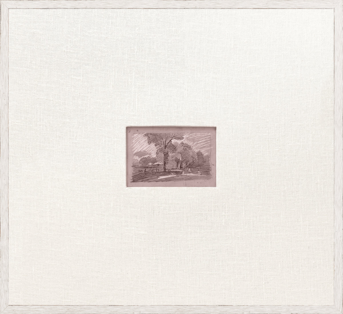 Mini Sketch V C. 1892 wall art featuring a small landscape drawing in a textured white frame.