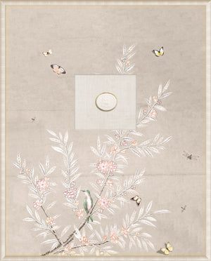 Grand Tour Intaglio – Spring Time Chinoiserie in Crème I featuring a central cameo and delicate floral elements