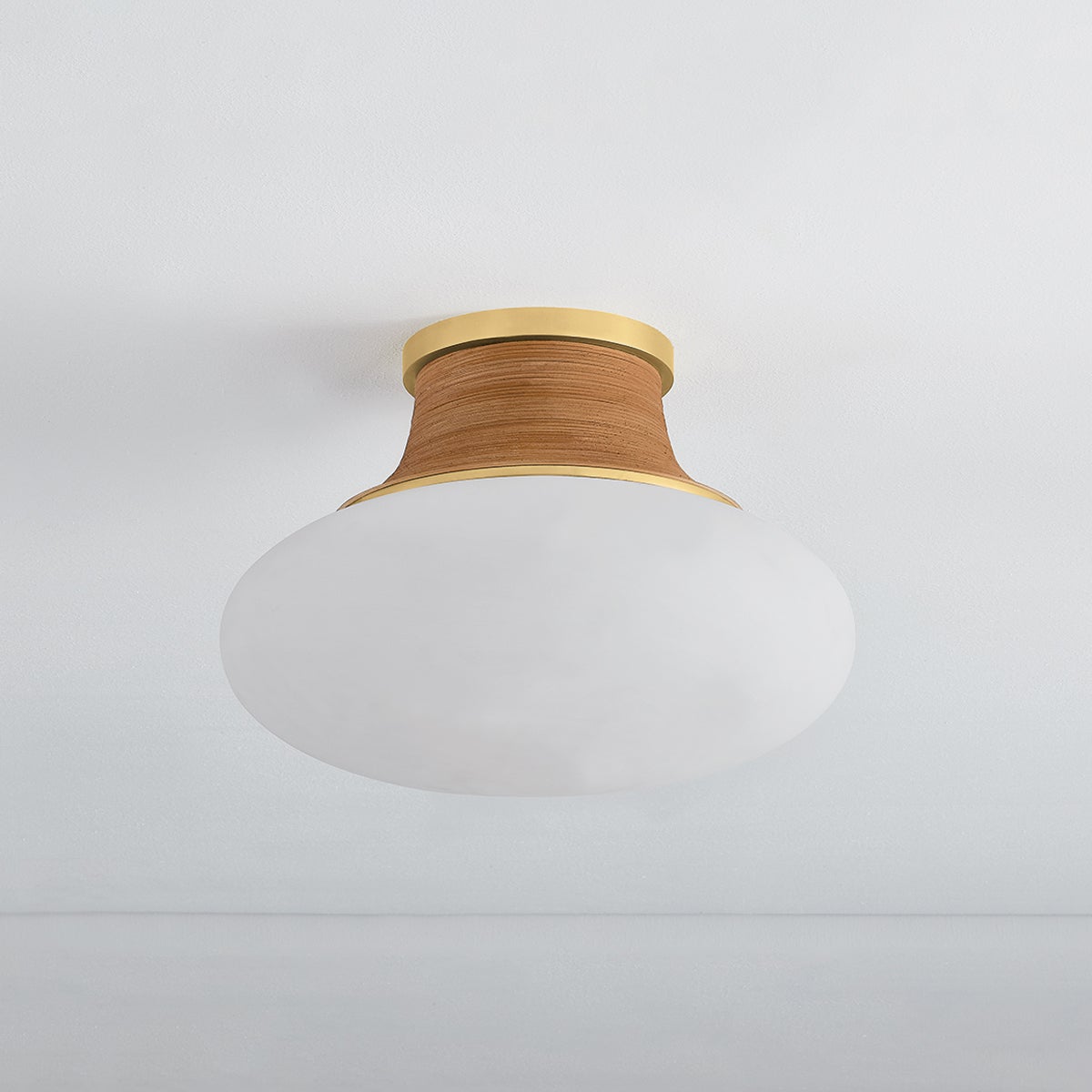 Pearl River Flush Mount 15" in aged brass — a Hudson Valley flush mount for hallways, bedrooms, and entryways at Laurie Yapp Home.