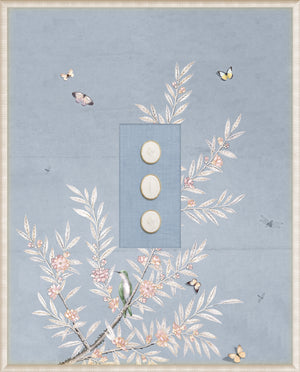 Grand Tour Intaglio – Spring Time Chinoiserie in Powder Blue II, Form VI framed art print, 16.75 × 20.75 in