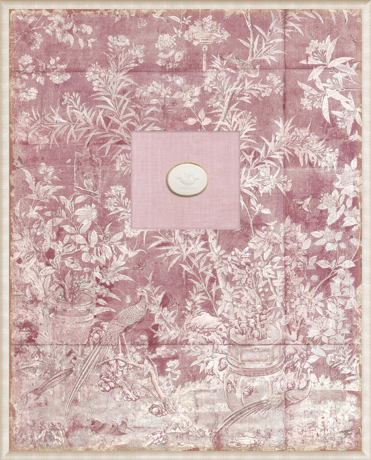 Grand Tour Intaglio – Blush Chinoiserie, Form XII framed art print