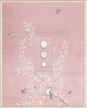 Grand Tour Intaglio – Spring Time Chinoiserie in Blush I, Form IV framed art print, 16.75 × 20.75 in