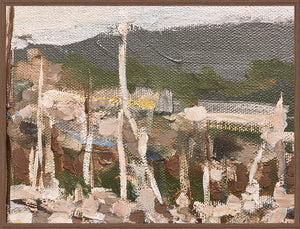 At The Edge I wall art featuring abstract landscape with earthy tones and textured brush strokes