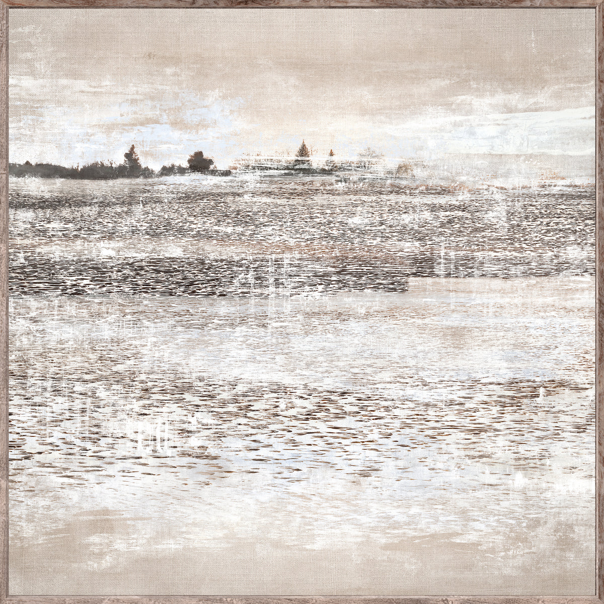 Allusive Memory II wall art featuring a serene landscape in muted beige and gray tones with a textured finish.