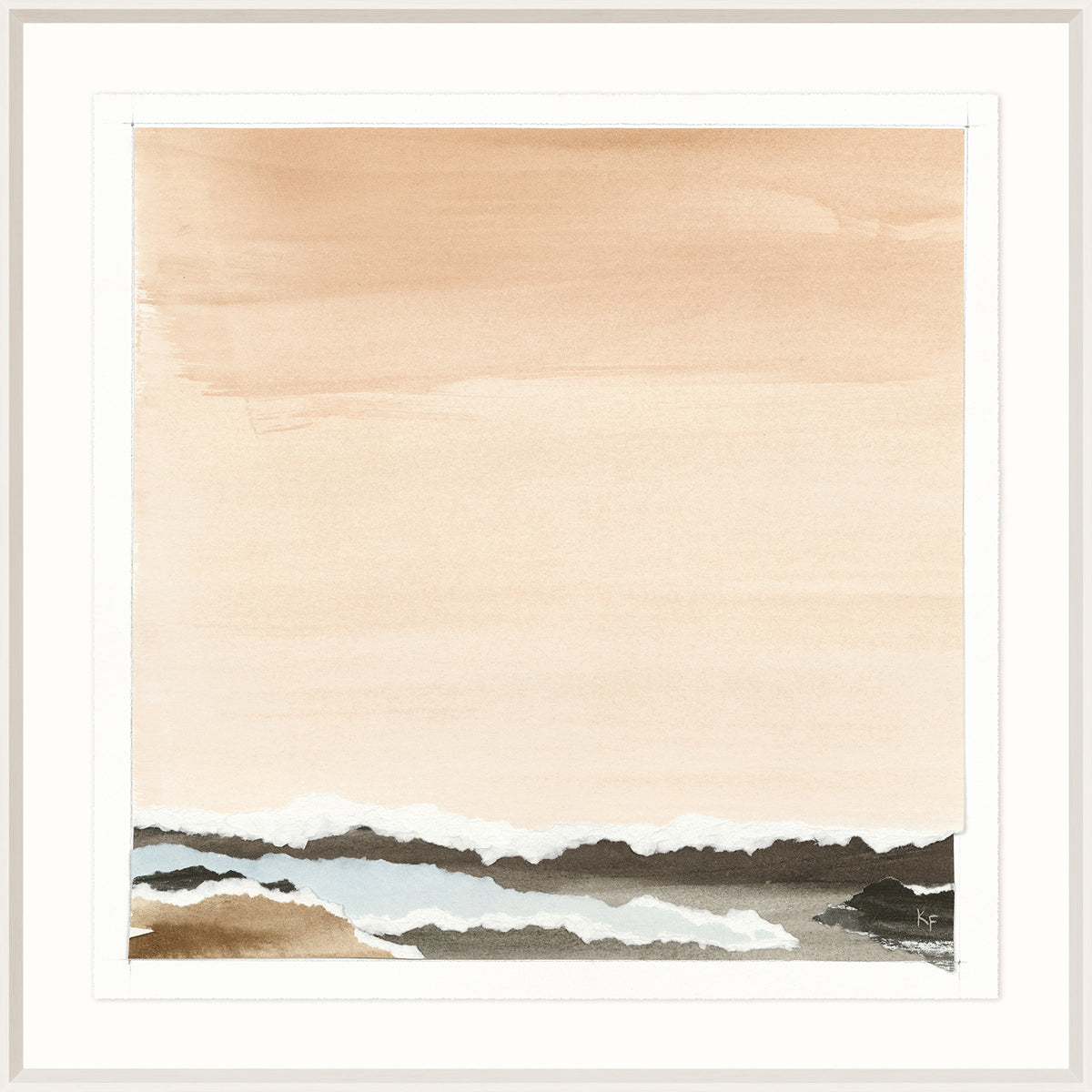 Watercolour Vista IV wall art featuring soft peach and gray tones with abstract wave patterns