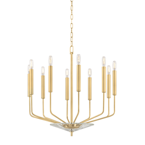 Gideon Chandelier 24.25" in aged brass — a Hudson Valley chandelier for dining rooms, entries, and living rooms at Laurie Yapp Home.