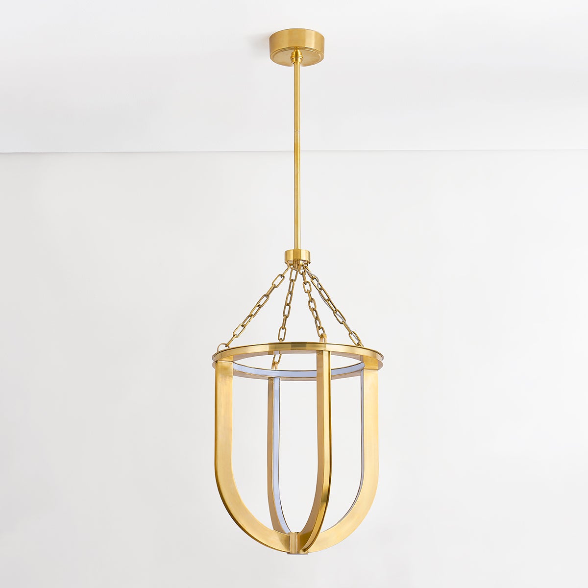 Tournu Lantern 16.25" in aged brass — a Hudson Valley lantern for entries, foyers, and covered porches at Laurie Yapp Home.