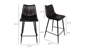 Alibi Counter Stool Matte Black Set of Two