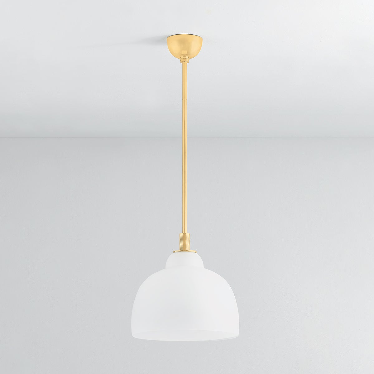 Oberon Pendant 14" in aged brass — a Hudson Valley pendant for kitchens, entries, and dining rooms at Laurie Yapp Home.