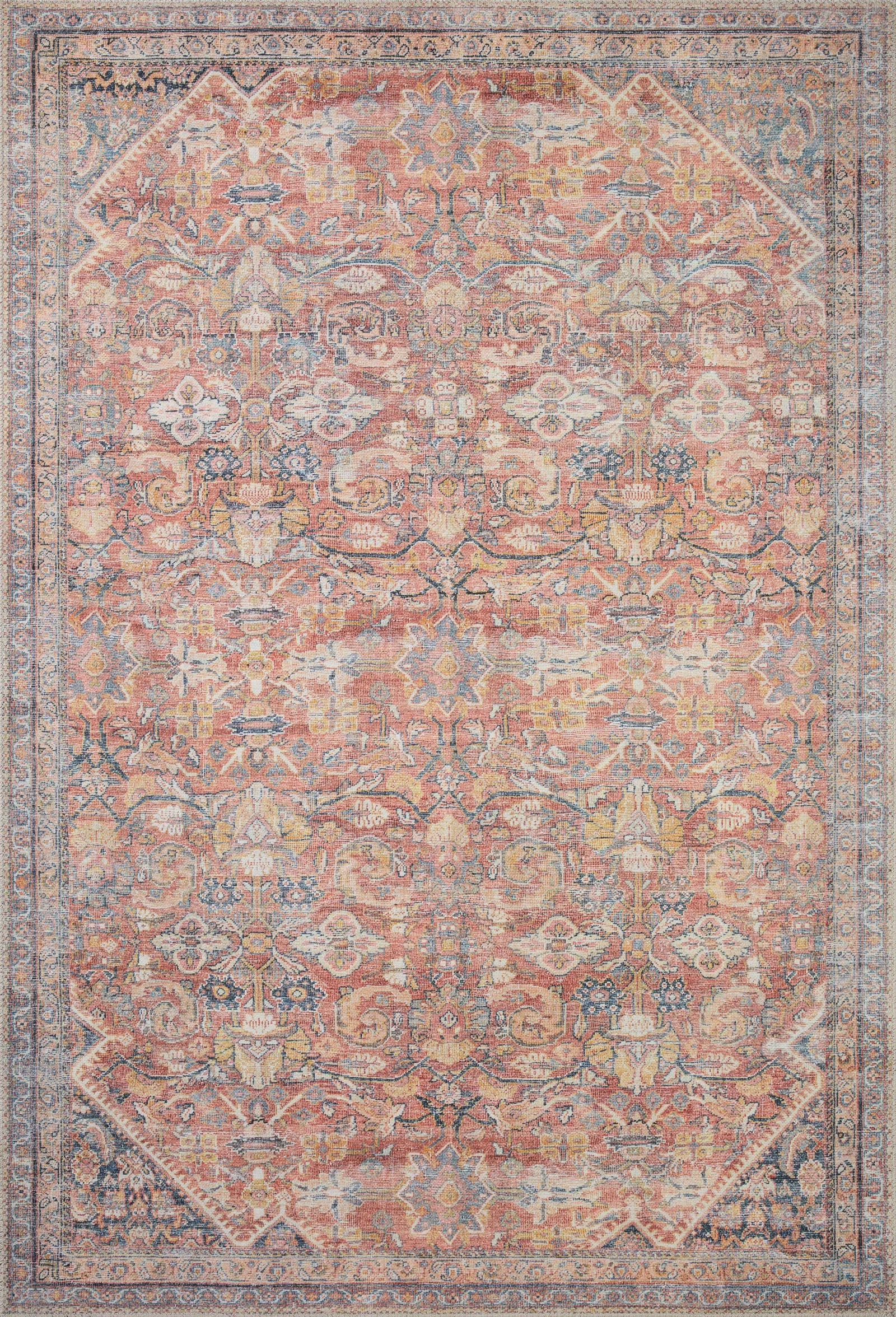 front view of Adrian Rust / Denim luxury Rug