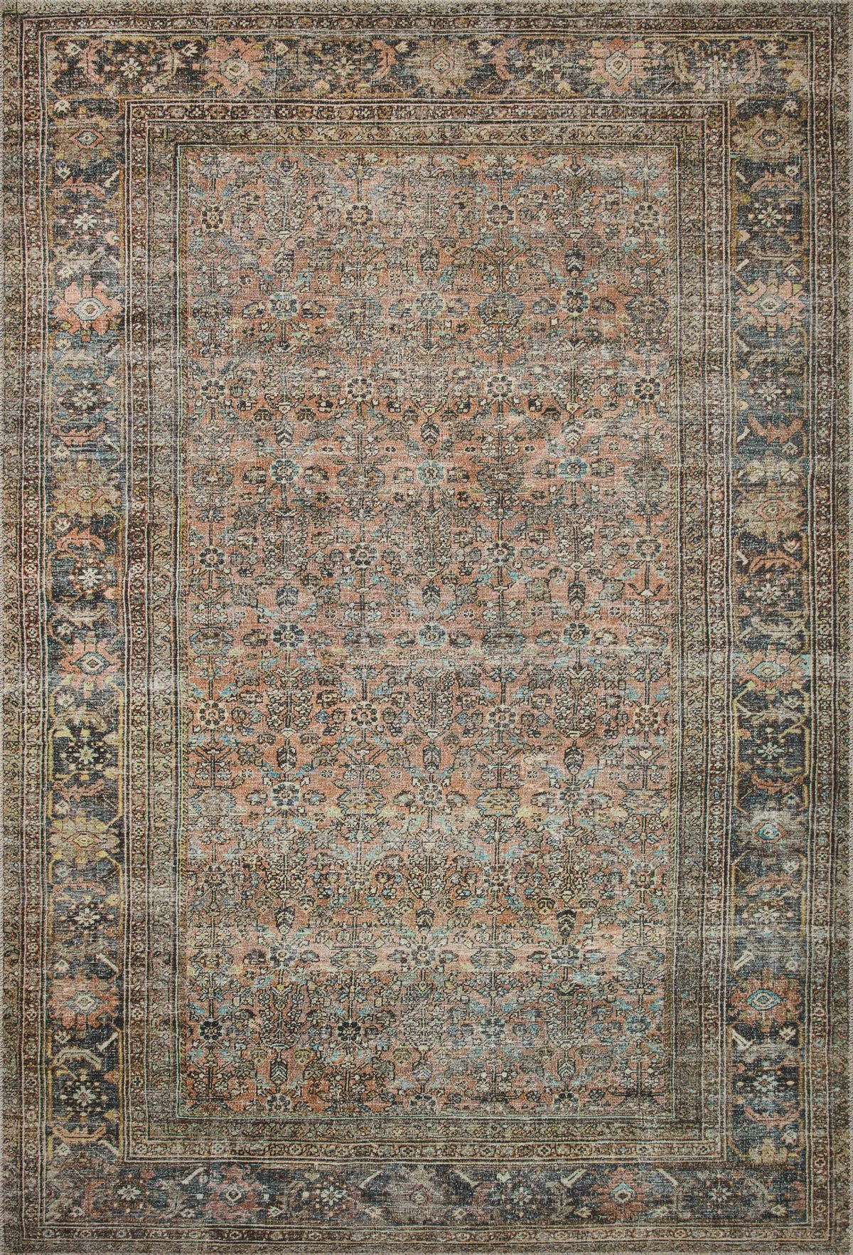 front view of Adrian Terracotta / Multi luxury Rug