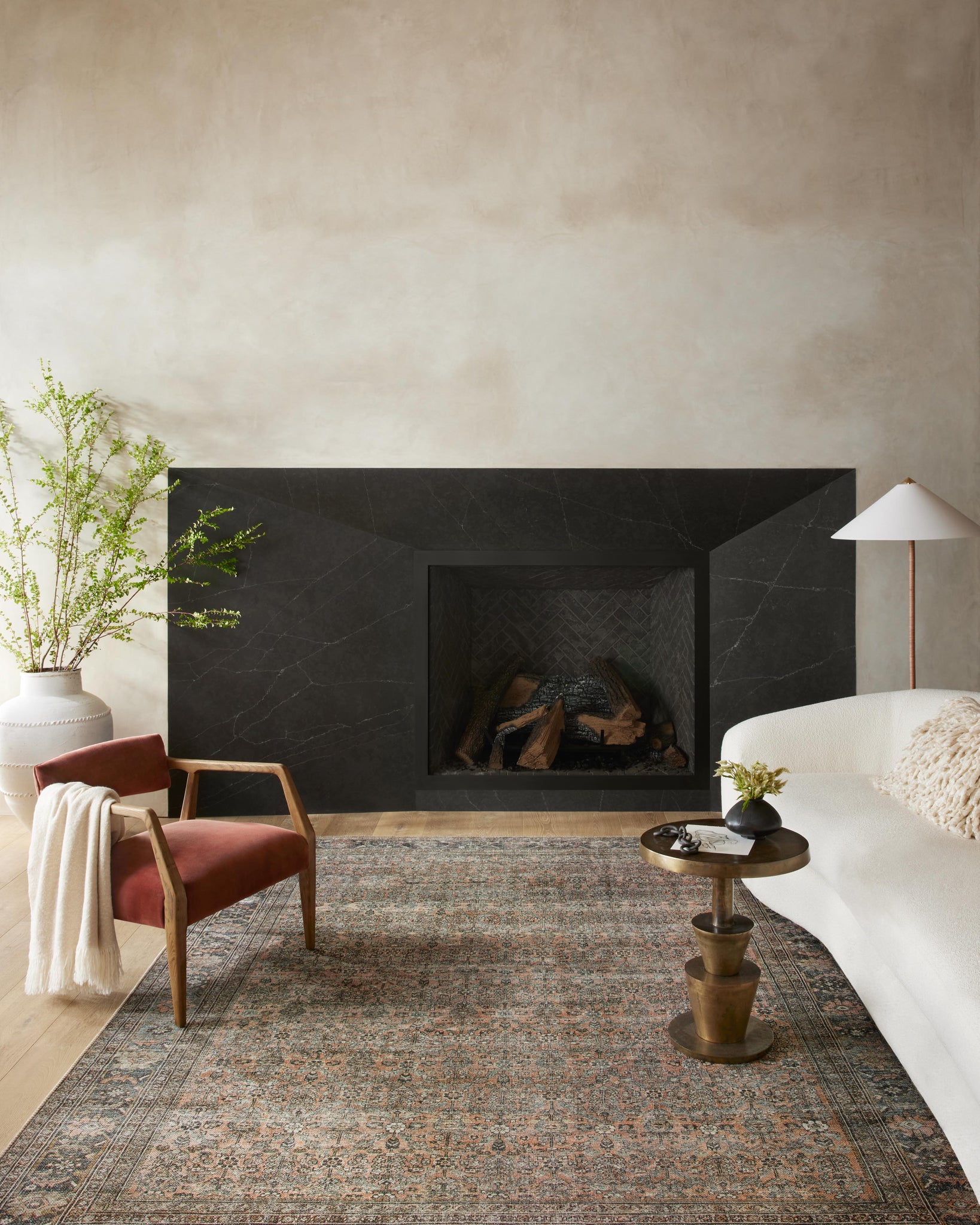 angle view of Adrian Terracotta / Multi luxury Rug