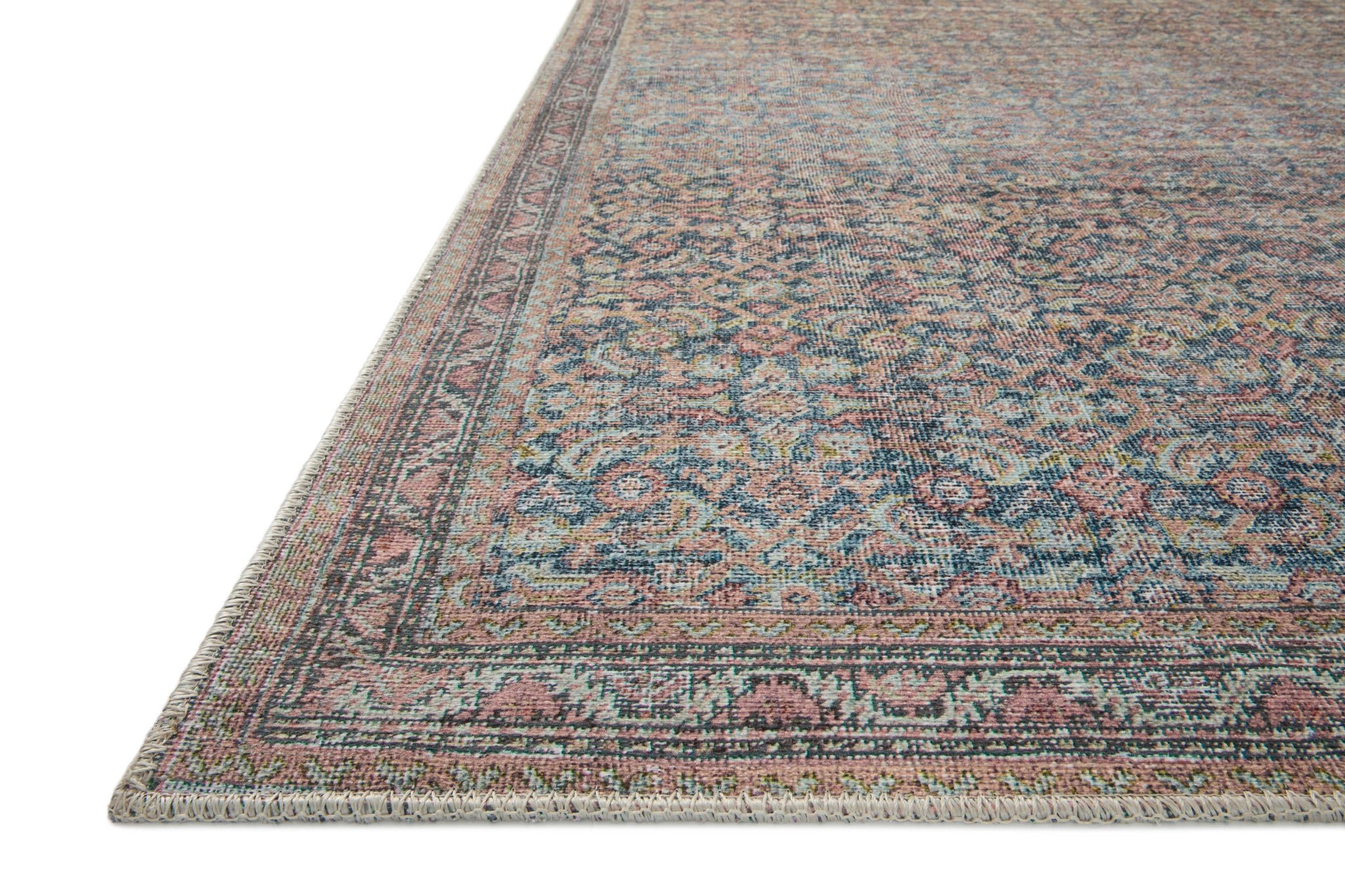 side view of Adrian Denim / Multi luxury Rug