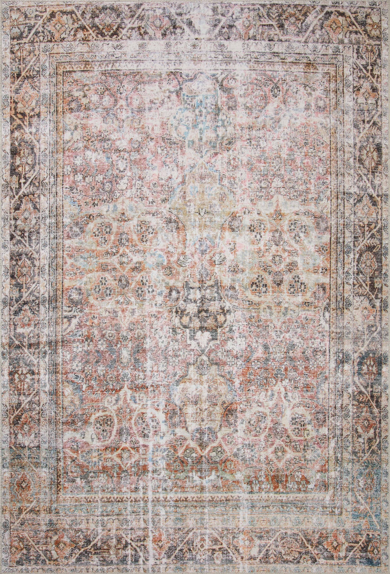 front view of Adrian Sunset / Charcoal luxury Rug