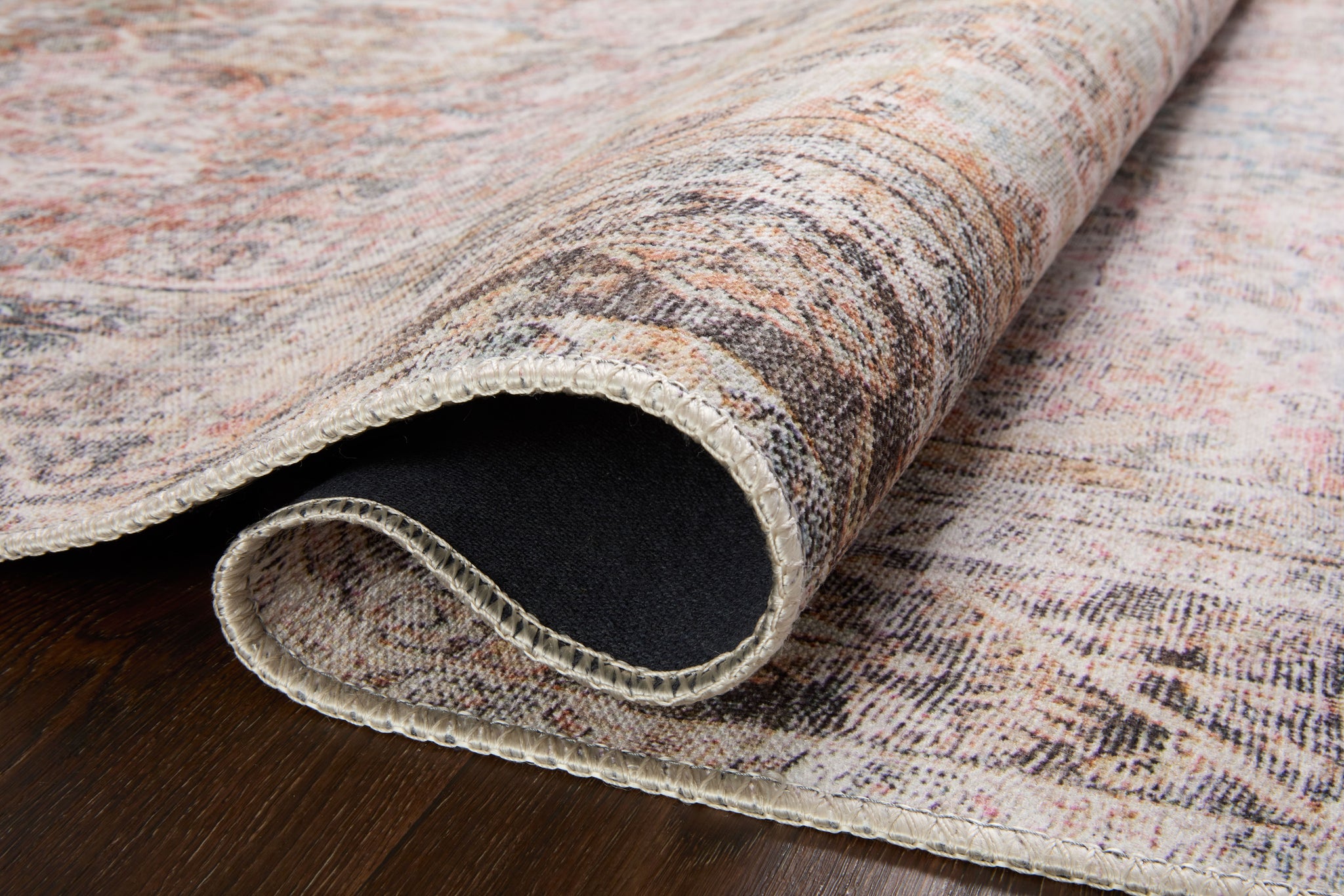 angle view of Adrian Sunset / Charcoal luxury Rug