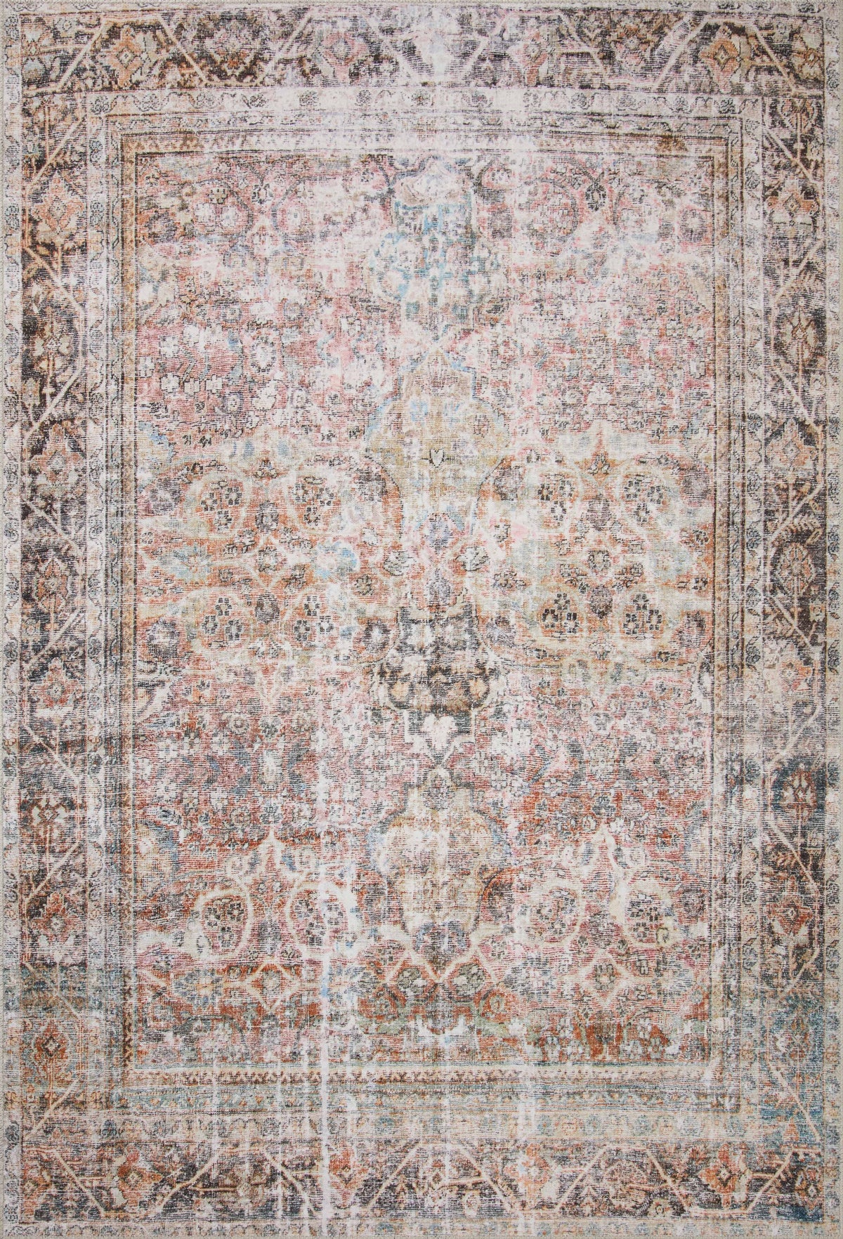 front view of Adrian Sunset / Charcoal luxury Rug