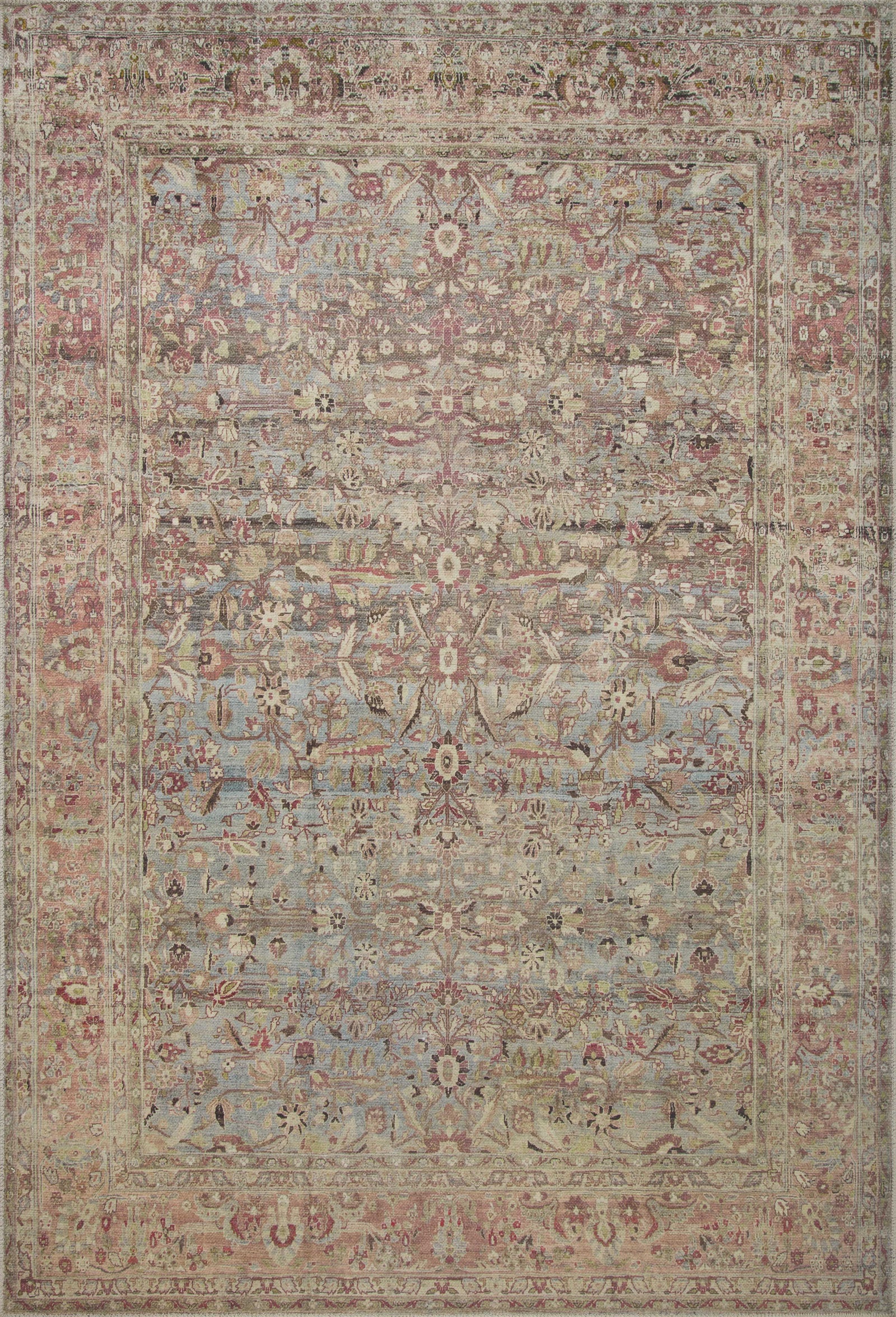 front view of Adrian Ocean / Clay luxury Rug