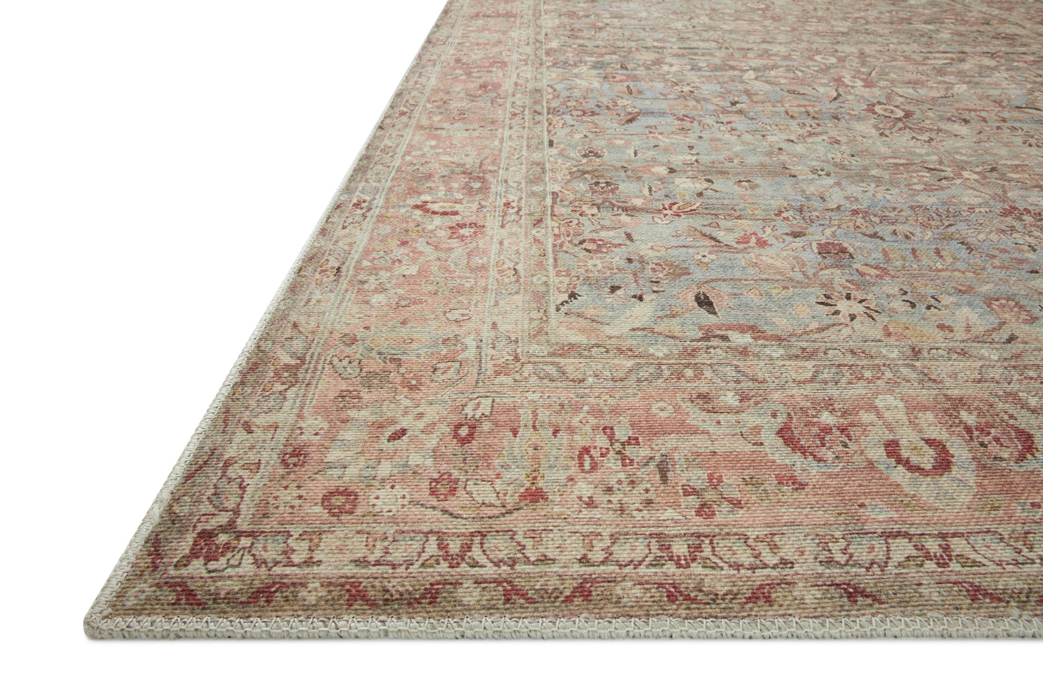 side view of Adrian Ocean / Clay luxury Rug