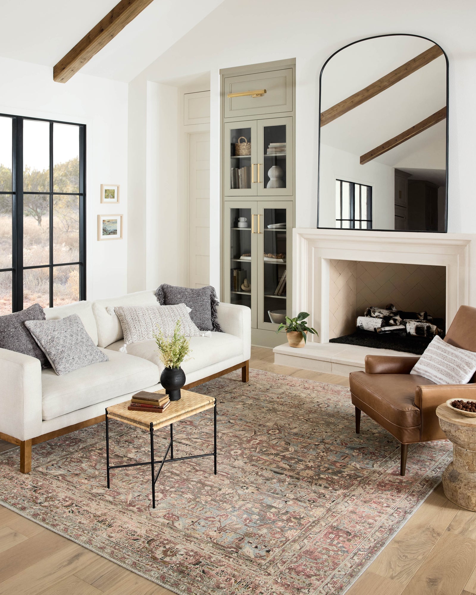 front view of Adrian Ocean / Clay luxury Rug